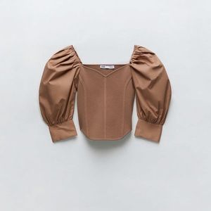 Zara Brown Puff Sleeve top